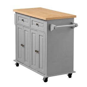 Kitchen Island Cart with Storage, 43.7 in Wide Mobile Rolling Storage Island on Swivel Wheels, with 2 Drawers, Storage Cabinet, Spice/Towel Rack