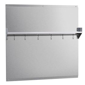 30" x 30" Stainless Steel Backsplash for Stove, Ultra Flat Splatter Guard with Storage Shelf & Hanging Rack, Wall Shield Range Hood Panel, Easy Clean