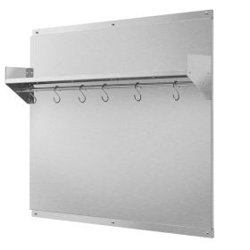 30" x 24" Stainless Steel Backsplash for Stove, Ultra Flat Splatter Guard with Storage Shelf & Hanging Rack, Wall Shield Range Hood Panel, Easy Clean