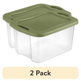 (2 pack) 40 Quart , Plastic Storage Bin, Full-Grip Handles, Green