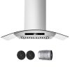 Range Hood, 30 inch Chimney-Style Ceiling Mount Vent, 800 CFM Stainless Steel Kitchen Stove Hood with Gesture & Touch Control, LED Light