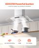 Range Hood, 30 inch Chimney-Style Ceiling Mount Vent, 800 CFM Stainless Steel Kitchen Stove Hood with Gesture & Touch Control, LED Light