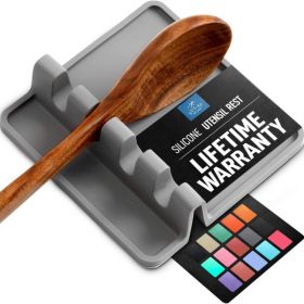 Zulay Kitchen Multi-Utensil Silicone Spoon Rest - Heat-Resistant Stovetop Drip Pad Holder For Spatulas & Ladles (Option: Gray)